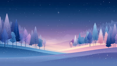 دانلود والپیپر منظره شب زمستانی Winter Night Scenery