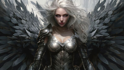 دانلود والپیپر فرشته بالدار دختر جنگجو Angel Wings Warrior Girl Fantasy Art