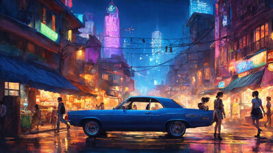 دانلود والپیپر ماشین و خیابان شب شهر Car Street Night City