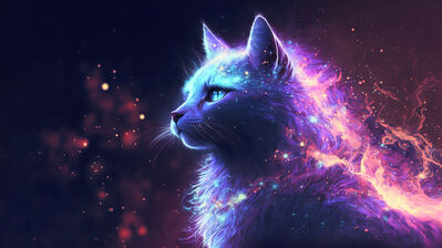 دانلود والپیپر دیجیتال آرت گربه زیبا Cat Beautiful Digital Art