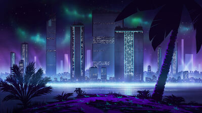 دانلود والپیپر شهر شبانه آینده‌نگر Futuristic Night City