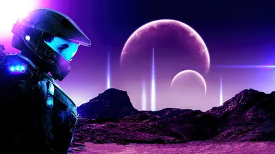 دانلود والپیپر هیلو سیاره دیجیتال Halo Planet Digital Art