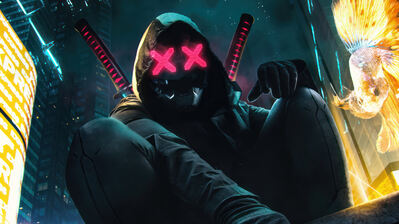 دانلود والپیپر نینجا سایبرپانک کاتانا و ماسک Ninja Cyberpunk Katana Mask