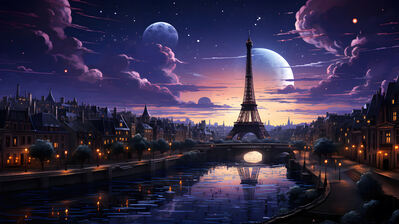دانلود والپیپر منظره شب پاریس Paris City Night Scenery