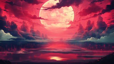 دانلود والپیپر آسمان قرمز و ماه Red Sky Moon