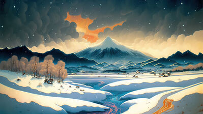 دانلود والپیپر منظره برف و کوه و آسمان Snow Field Mountain Sky Clouds Scenery