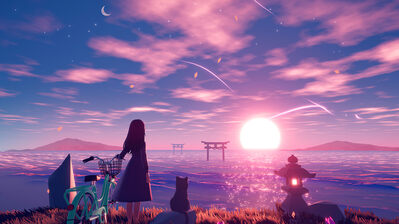 دانلود والپیپر طلوع خورشید سه‌بعدی Sunrise Scenery 3D Render