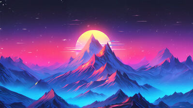 دانلود والپیپر آرت زیبای غروب کوه Sunset Mountain Beautiful Art