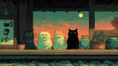 دانلود والپیپر گربه انیمه Cats Anime