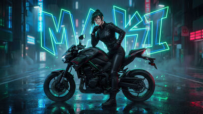 دانلود والپیپر ماکی جی جی کی موتورسیکلت Maki JJK Motorcycle