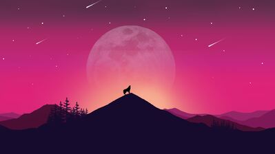 دانلود والپیپر مینیمال گرگ و ماه Wolf Moon Minimalist