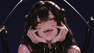 دانلود والپیپر دختر انیمه مو قهوه‌ای زبان بیرون Anime Girl Brunette Tongue Out