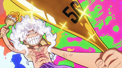 دانلود والپیپر لافی چوب بیسبال گیر ۵ One Piece Luffy Baseball Bat Gear 5 Nika