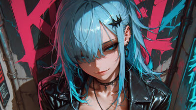 دانلود والپیپر دختر انیمه مو آبی Anime Girl Blue Hair