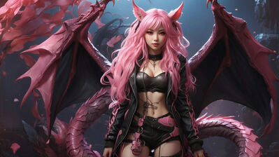 دانلود والپیپر دختر انیمه و اژدها Anime Girl Dragon Fantasy