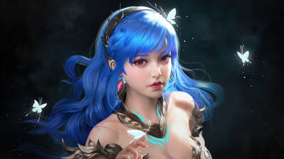 دانلود والپیپر دختر انیمه چشم آبی فانتزی Anime Girl Fantasy Blue Eyes CGI