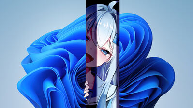 دانلود والپیپر دختر انیمه ویندوز ۱۱ Anime Girl Windows 11
