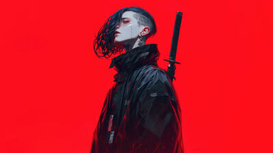 دانلود والپیپر پسر انیمه سایبرپانک Anime Guy Cyberpunk Sci-Fi