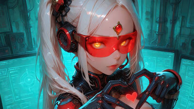 دانلود والپیپر دختر انیمه سایبرپانک Cyberpunk Anime Girl Heart