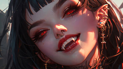 دانلود والپیپر دختر خونآشام چشم قرمز Vampire Girl Fangs