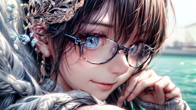 دانلود والپیپر دختر انیمه عینکی Anime Girl with Glasses