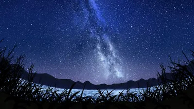 دانلود والپیپر منظره شب ستاره‌دار انیمه Anime Night Sky Starry Art