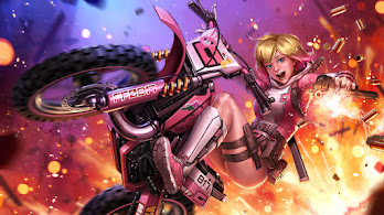 دانلود والپیپر گوئن‌پول اسلحه موتور Gwenpool Gun Motorcycle