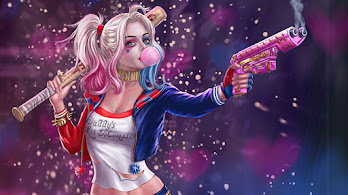 دانلود والپیپر هارلی کوئین اسلحه بیس‌بال Harley Quinn Gun Baseball