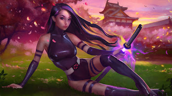 دانلود والپیپر سایلاک و کاتانا از مارول Psylocke Katana Marvel Comics