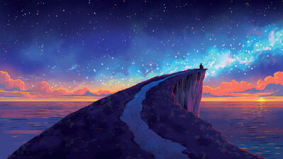 دانلود والپیپر غروب تنها صخره اقیانوس Sunset Alone Ocean Cliff Scenery