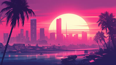 دانلود والپیپر غروب آفتاب ساختمان‌های شهر Sunset City Buildings