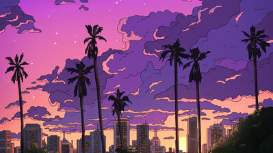 دانلود والپیپر شهر غروب ابر آسمان منظره Sunset City Scenery Clouds Sky