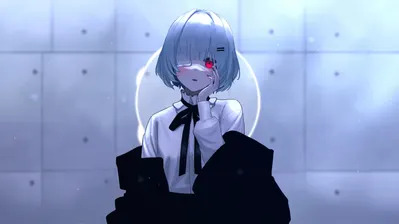 دانلود والپیپر دختر انیمه چشم‌بند و چشم قرمز Anime Girl Eyepatch Red Eye