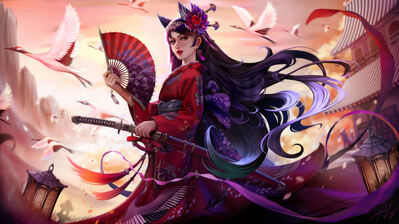 دانلود والپیپر دختر انیمه کیمونو و کاتانا Anime Girl Kimono Katana