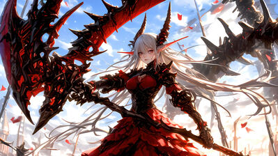دانلود والپیپر دختر جنگجو با داس Anime Girl Scythe Fantasy Warrior