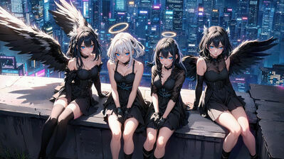 دانلود والپیپر دختران انیمه با بال فرشته Anime Girls Angel Wings