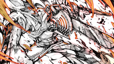 دانلود والپیپر دن جی چینسا من Denji Chainsaw Man Anime Drawing