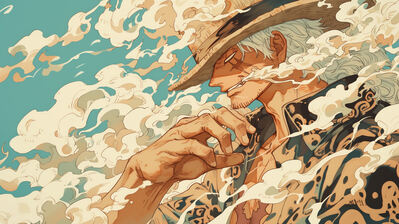 دانلود والپیپر لافی گیر ۵ دود وان پیس Luffy Gear 5 Smoke One Piece