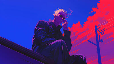 دانلود والپیپر ساتورو گوجو در حال سیگار کشیدن Jujutsu Kaisen Satoru Gojo Smoking