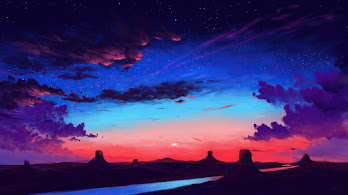 دانلود والپیپر دیجیتال آرت منظره آسمان ابری غروب زیبا Beautiful Sunset Sky Clouds Scenery Digital Art