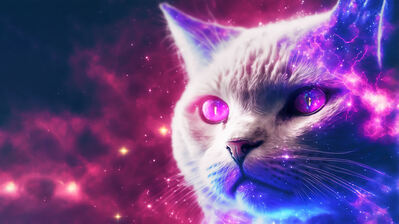 دانلود والپیپر گربه رنگی Cat Colorful Digital Art