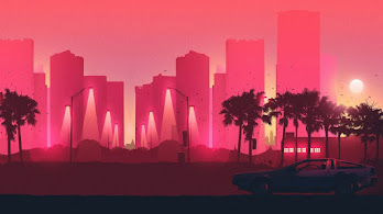 دانلود والپیپر مینیمال شب شهر City Buildings Night Minimalist Digital Art
