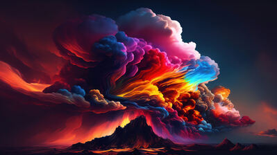دانلود والپیپر دیجیتال آرت ابر رنگی کوه منظره Colorful Clouds Mountain