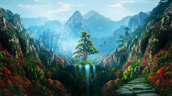 دانلود والپیپر دیجیتال آرت جنگل رنگی فانتزی بهار پاییز Colorful Forest Nature Fantasy Spring Autumn Digital Art