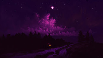 دانلود والپیپر آسمان تاریک شب و ابرها Dark Night Sky Clouds Scenery Art
