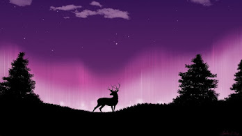 دانلود والپیپر مینیمال آهو شب Deer Night Scenery Minimalist