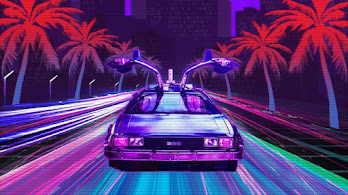 دانلود والپیپر دیجیتال دلاورین سایبرپانک DeLorean Car Cyberpunk Digital Art Sci-Fi