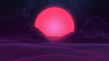 دانلود والپیپر کوه رتروویو سینت‌ویو Digital Art Mountain Retrowave Synthwave