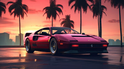 دانلود والپیپر فراری ماشین اسپرت نخل Ferrari Sports Car Palm Trees