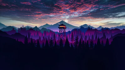 دانلود والپیپر جنگل و برج دیدبانی Firewatch Forest Scenery
